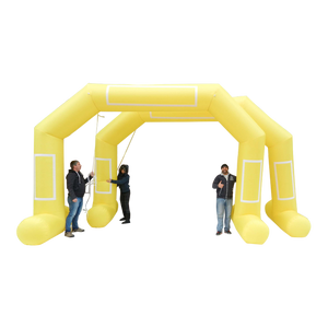 Inflatable Archway - XhibArch (double layer, airtight): stock color prepared for banner Inflatable24.com M (6 m x 4.25 m) - (19.5 ft x 15 ft) yellow With Feet by Inflatable24.com