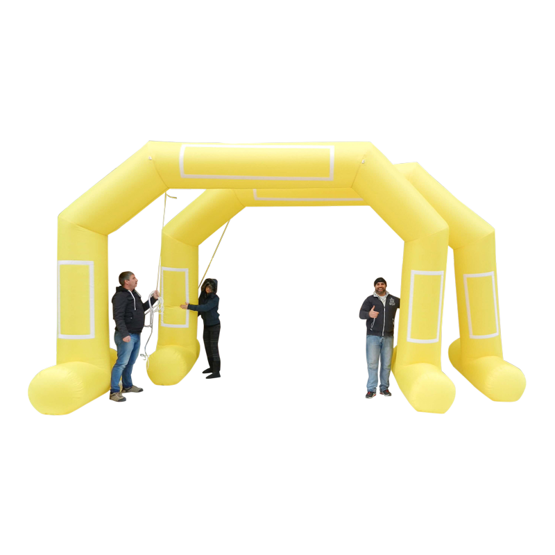 Inflatable Archway - XhibArch (double layer, airtight): stock color prepared for banner Inflatable24.com M (6 m x 4.25 m) - (19.5 ft x 15 ft) yellow With Feet by Inflatable24.com