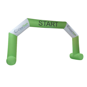 Inflatable Archway – EasyArch: stock color with logo banner L (8 m x 5 m) - (26 ft x 16.5 ft) / Directly on arch / With Feet - Inflatable24.com