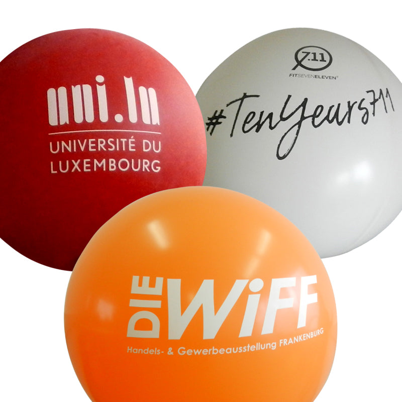 Giant latex advertising balloon with printed logo - double-sided/single-color - 50 cm to 2 m (20 in to 6.5 ft) Deutsche Inflatable by Inflatable24.com