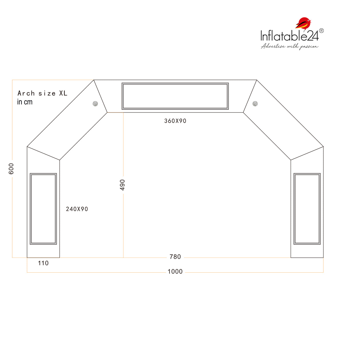 Inflatable Archway – ProArch: stock color prepared for banner Inflatable24.com by Inflatable24.com