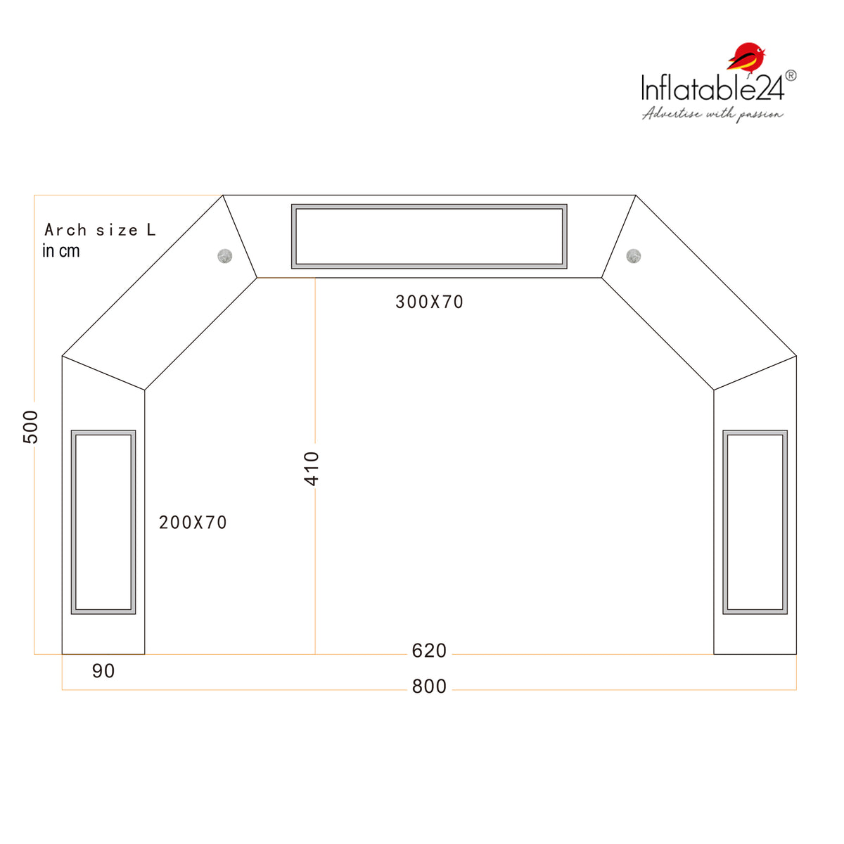 Inflatable Archway – EasyArch: stock color with logo banner Inflatable24.com by Inflatable24.com